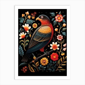 Folk Bird Illustration Eurasian Sparrowhawk 1 Art Print