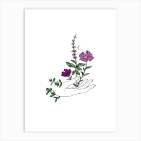 Hand With Flowers Art Print