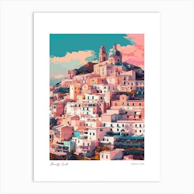 Amalfi Coast, Salerno Italy Illustration Style 2 Art Print