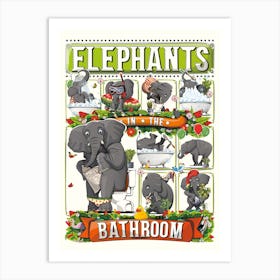 Elephants In The Bathroom Art Print