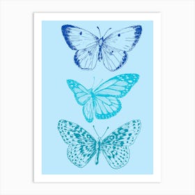 Blue Butterflies 3 Art Print