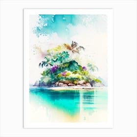 Mamanuca Islands Fiji Watercolour Pastel Tropical Destination Art Print
