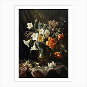 Baroque Floral Still Life Freesia 4 Art Print