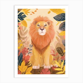 African Lion Lion In Different Seasons Illustration 3 Art Print