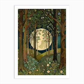 william morris Full Moon In The Forest 1 Art Print