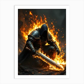 Dark Knight In Flames Poster Canvas Wall Room Decor Art Print