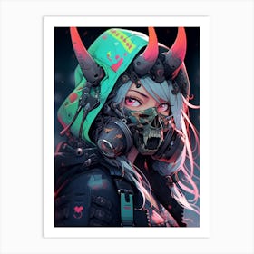 Girl In A Gas Mask Art Print