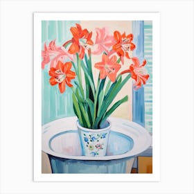 A Vase With Amaryllis, Flower Bouquet 4 Art Print