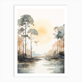 Watercolour Painting Of Congaree National Park   South Carolina Usa 3 Art Print