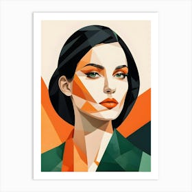 Geometric Woman Portrait Pop Art (35) Art Print