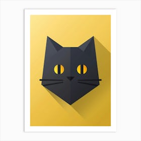 Cat On Yellow Background Art Print