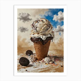 Oreo Ice Cream Cone Art Print