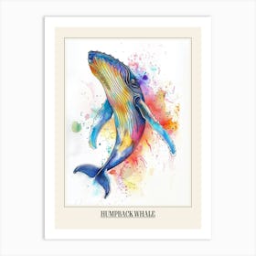 Humpback Whale Colourful Watercolour 3 Poster Art Print