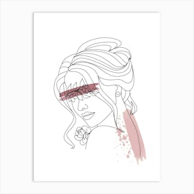 Line art style woman with watercolor painting VI Art Print