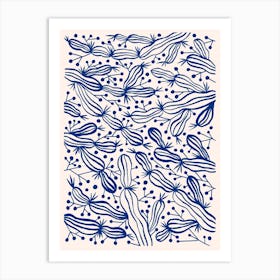 Blue Cactus On Beige Art Print