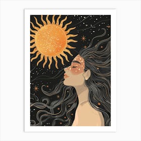 Stargazing Girl Art Print