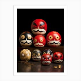 Daruma Dolls Japanese Illustration 2 Art Print