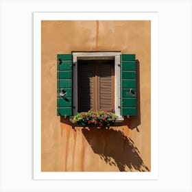 Green Shuttered Window Art Print