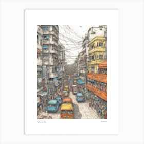 Karachi Pakistan Drawing Pencil Style 3 Travel Poster Art Print