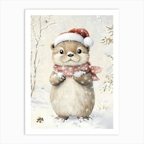 Christmas Otter Art Print