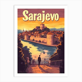 Aihrgdesign A Mid Century Modern Travel Poster For Sarajevo Art Print