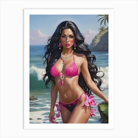 Exotic Beauty Looks Good In Pink Art Print