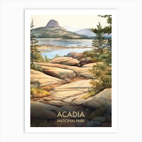 Acadia National Park Watercolour Vintage Travel Poster 3 Art Print