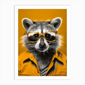 A Raccoon Wearing Glasses In The Style Of Jasper Johns 2 Art Print