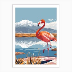 Greater Flamingo Andean Plateau Chile Tropical Illustration 6 Art Print