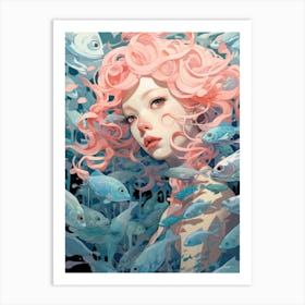 Girl With Pink Hair 1 Art Print