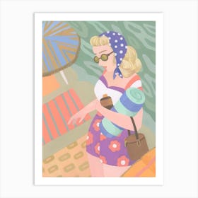 1950s Day at the Beach Art Print