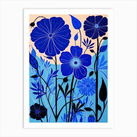 Blue Flower Illustration Nigella Love In A Mist 3 Art Print