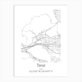 Tarui,Japan Minimalist Map Affiche