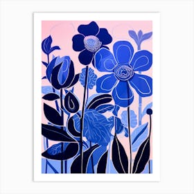 Blue Flower Illustration Orchid 3 Art Print