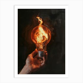 Light Bulb On Fire Art Print