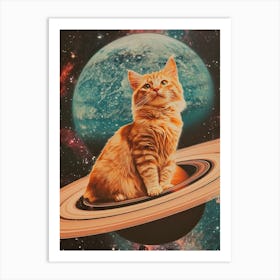 Cat On Saturn Art Print