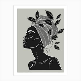 Portrait Of A Woman With Leaves 19 Art Print