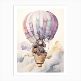 Baby Gorilla 2 In A Hot Air Balloon Art Print
