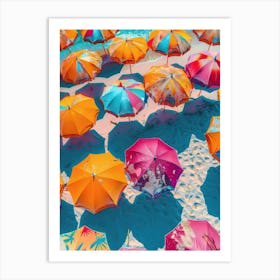 Colorful Umbrellas On The Beach Art Print