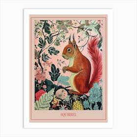 Floral Animal Painting Squirrel 4 Poster Art Print