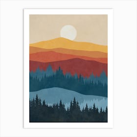 Sunset In The Mountains 17 Art Print