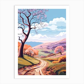 Peak District National Park England 3 Hike Illustration Art Print