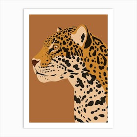 Jungle Safari Jaguar on Brown Art Print