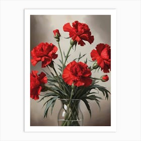 Vintage Red Carnations Art Print