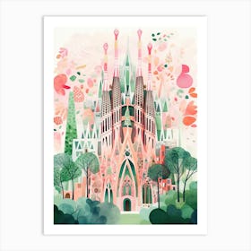 La Sagrada Família   Barcelona, Spain   Cute Botanical Illustration Travel 6 Art Print