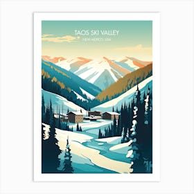 Poster Of Taos Ski Valley   New Mexico, Usa, Ski Resort Illustration 3 Art Print