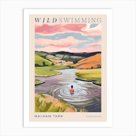 Wild Swimming At Malham Tarn Yorkshire 2 Poster Art Print