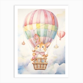 Baby Rabbit 4 In A Hot Air Balloon Art Print