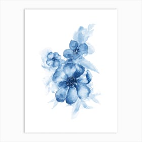 Watercolor Flowers 'Indigo I' , Aga Szafranska Art Print