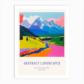 Colourful Abstract Grand Teton National Park Usa 1 Poster Blue Art Print
